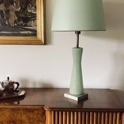 Mid-century modern green Murano glass Table lamp, Barovier & Toso style  Italy, 1940s