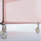 Small coffee table or end table in smoked plexiglass, 1970s