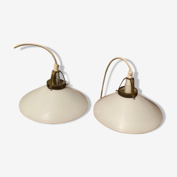 Pair of opaline hanging lamps