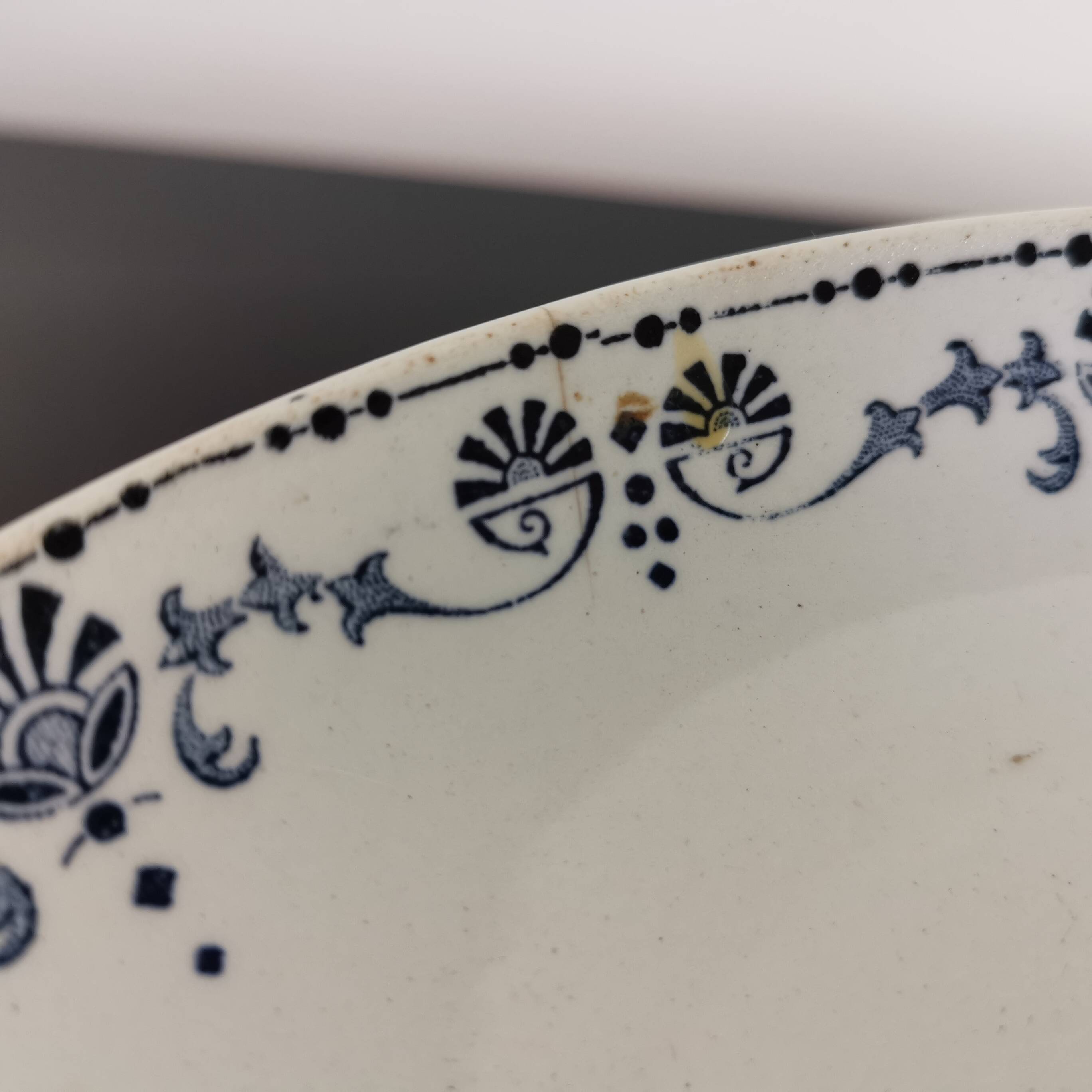 Old compote bowl Terre de Fer Opaque Porcelain from Gien "Etruscan" model