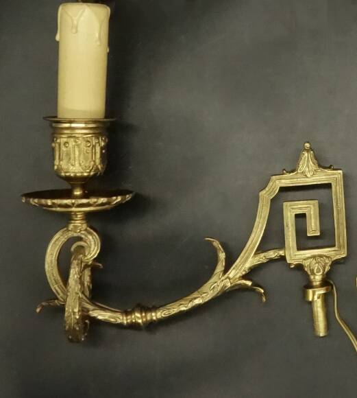 Pair of sconces with Louis XVI laurel garlands from the 19th century - Émile Muller