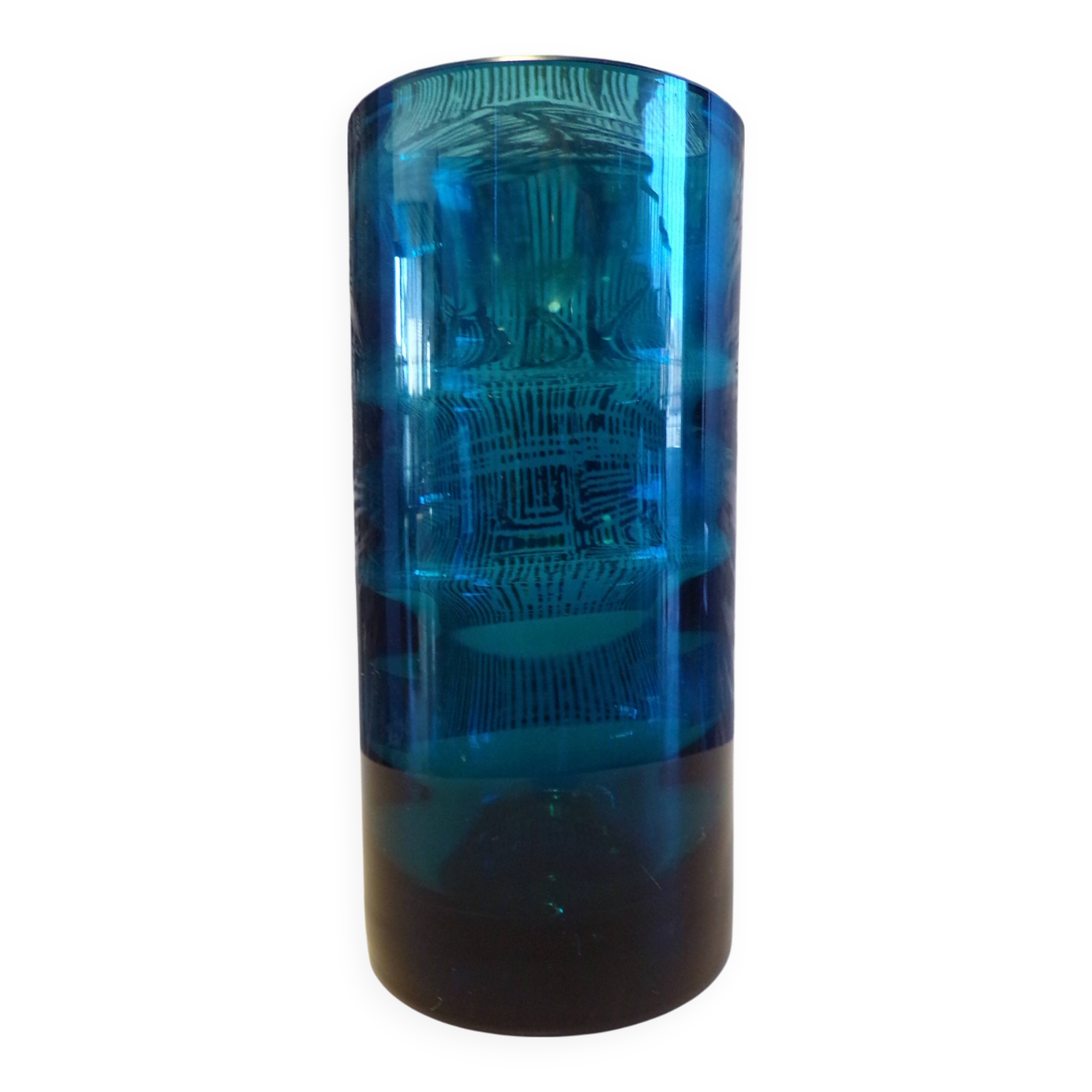 Zwiesel blue crystal vase 1960