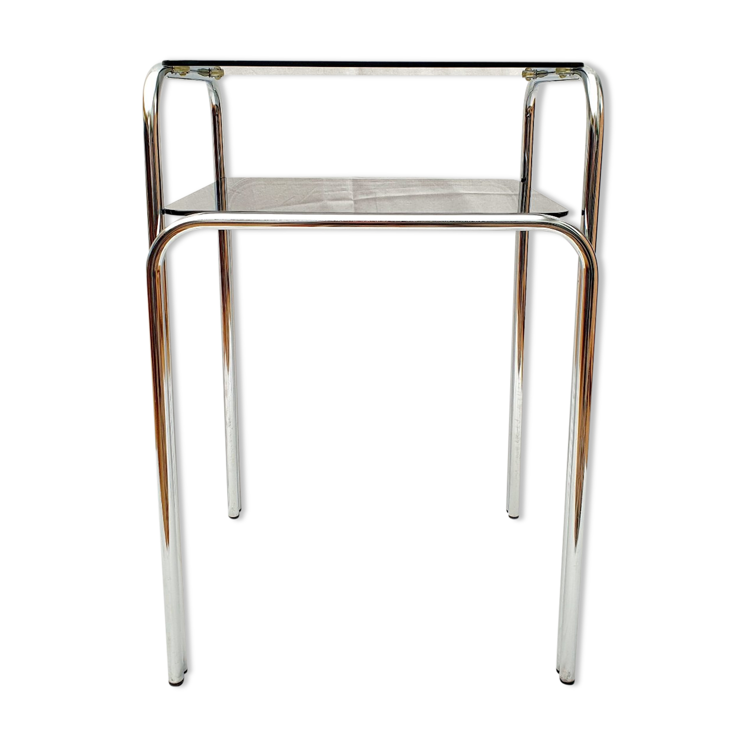 Design console 70 metal chromed smoked glass