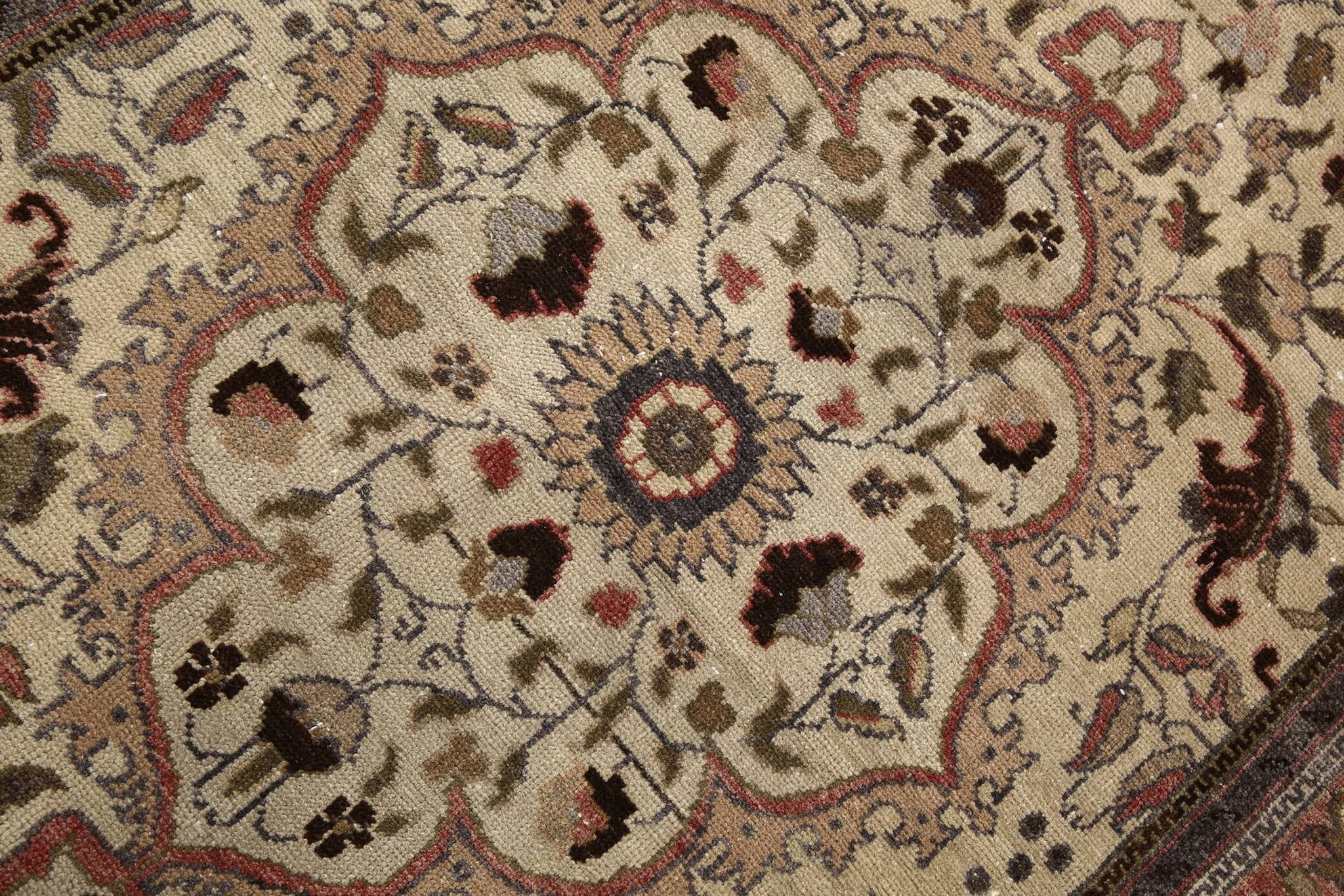 4x7 Brown Floral Vintage Persian Rug, 130x215Cm SK 2606