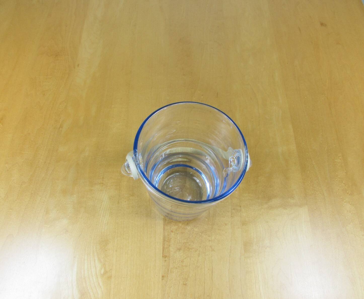 Seau à glace - Rotin et verre ondulé - Années 60