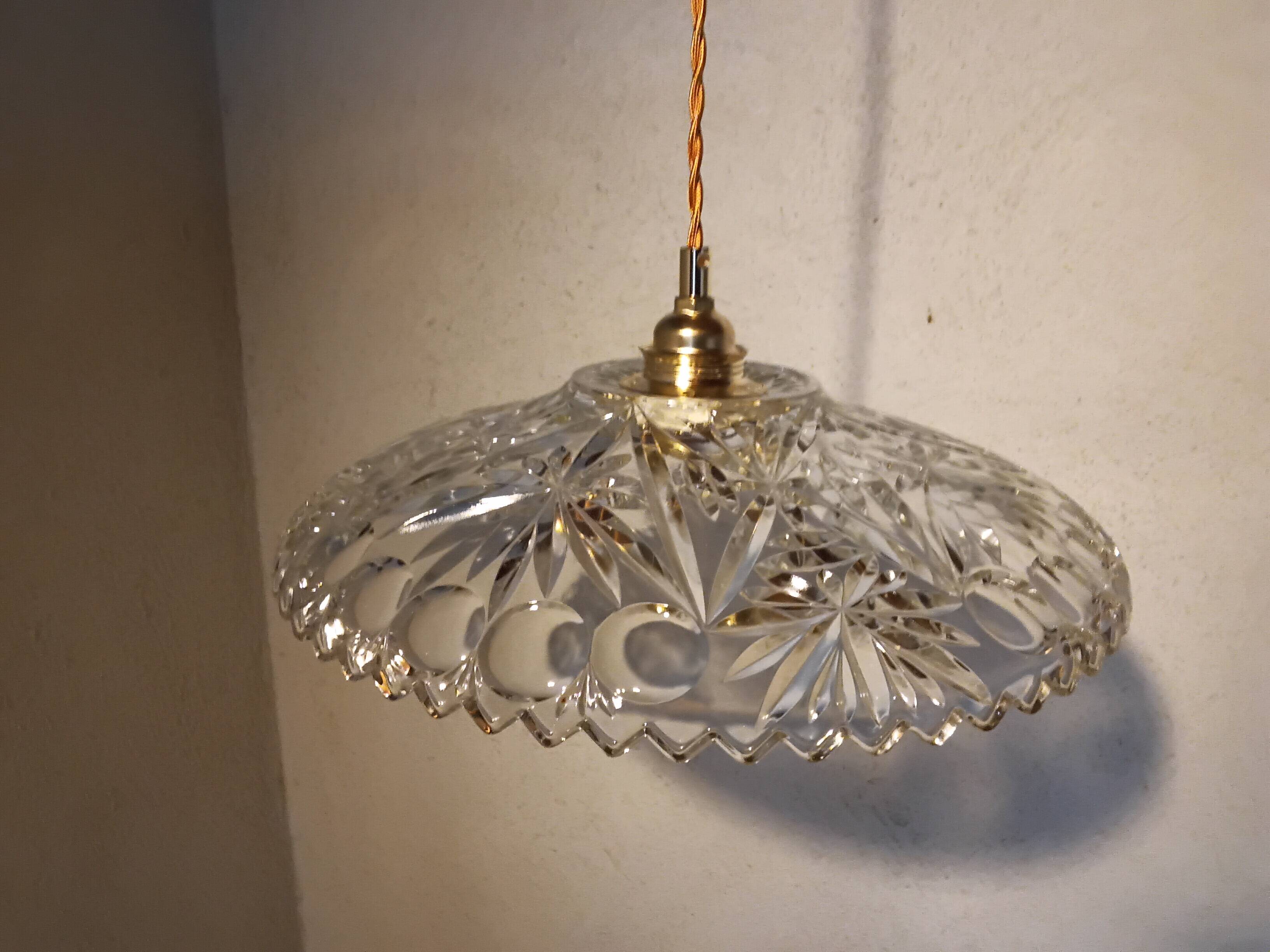 Vintage chiseled glass pendant light