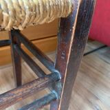 Pair of wood and straw stools