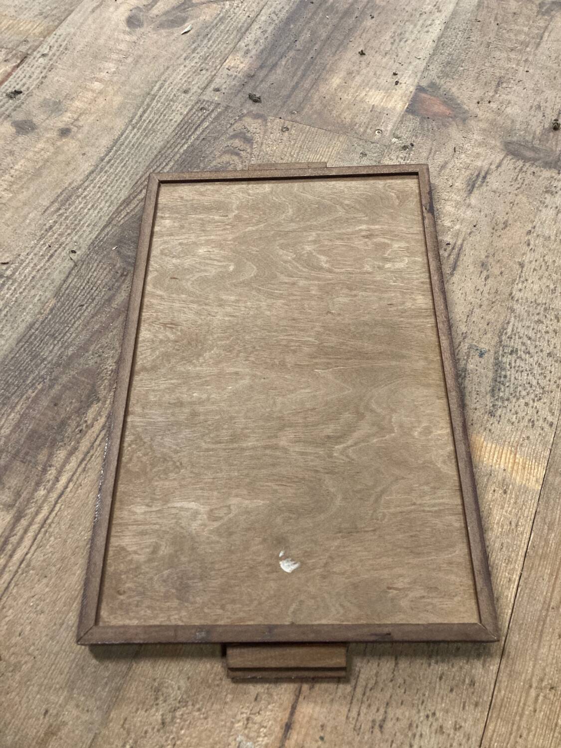 Rectangular art deco wood and glass tray