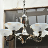 Opalescent chandelier in chrome metal