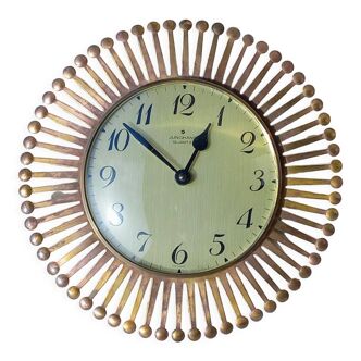 Junghans brass MCM sunburst wall clock