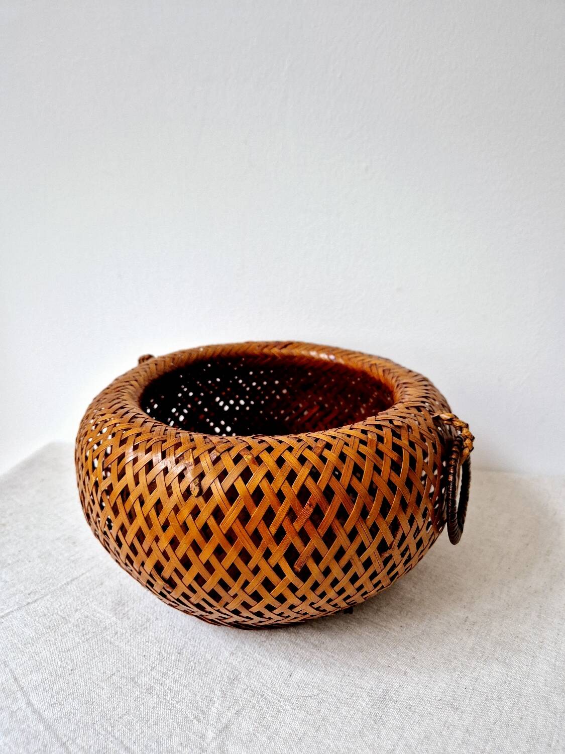 Japanese Style Bamboo/Rattan Woven Basket - Vintage