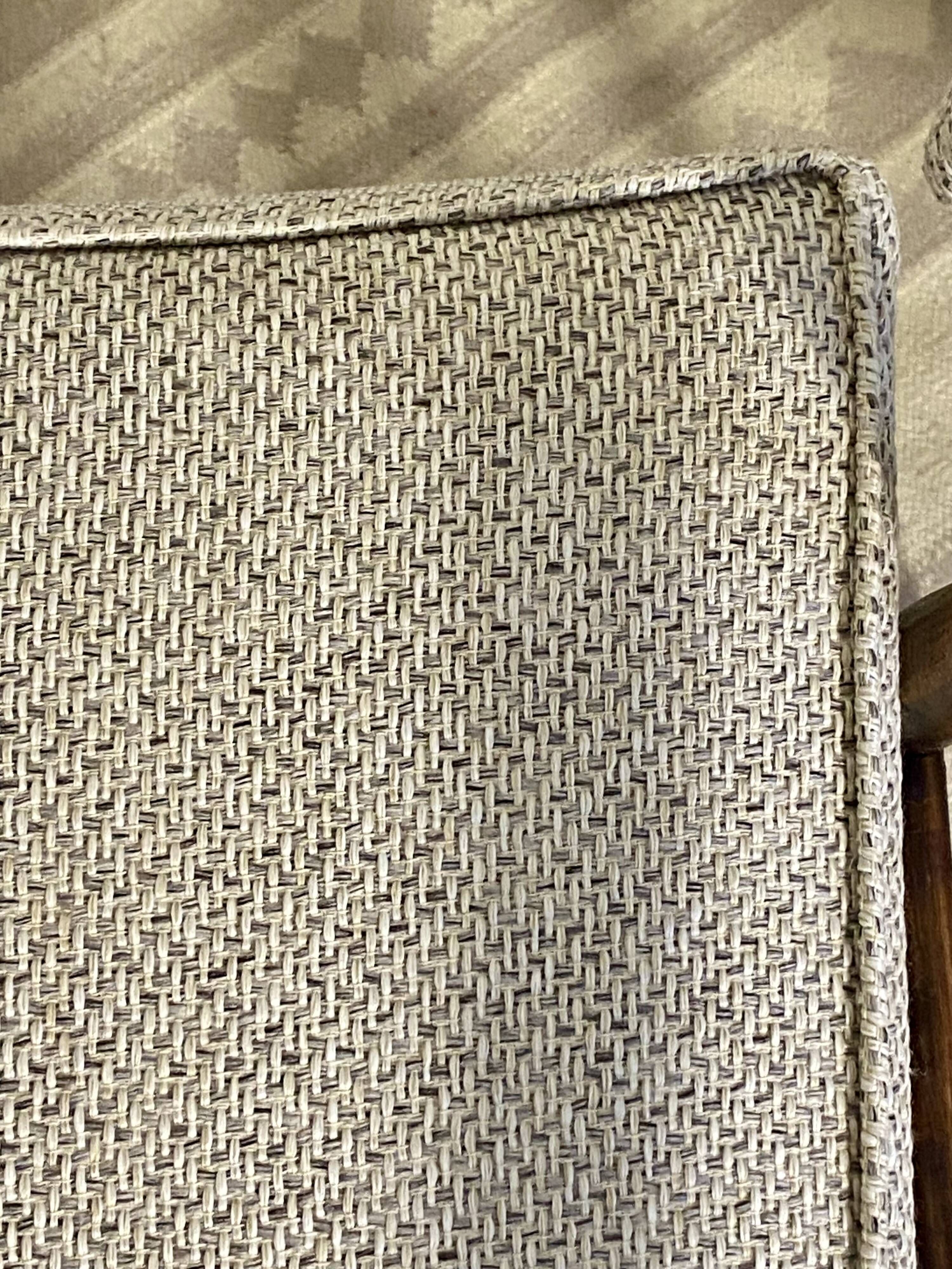 Pair of Henryk Lis 300-190 armchairs in mottled blue-grey fabric, 1970s