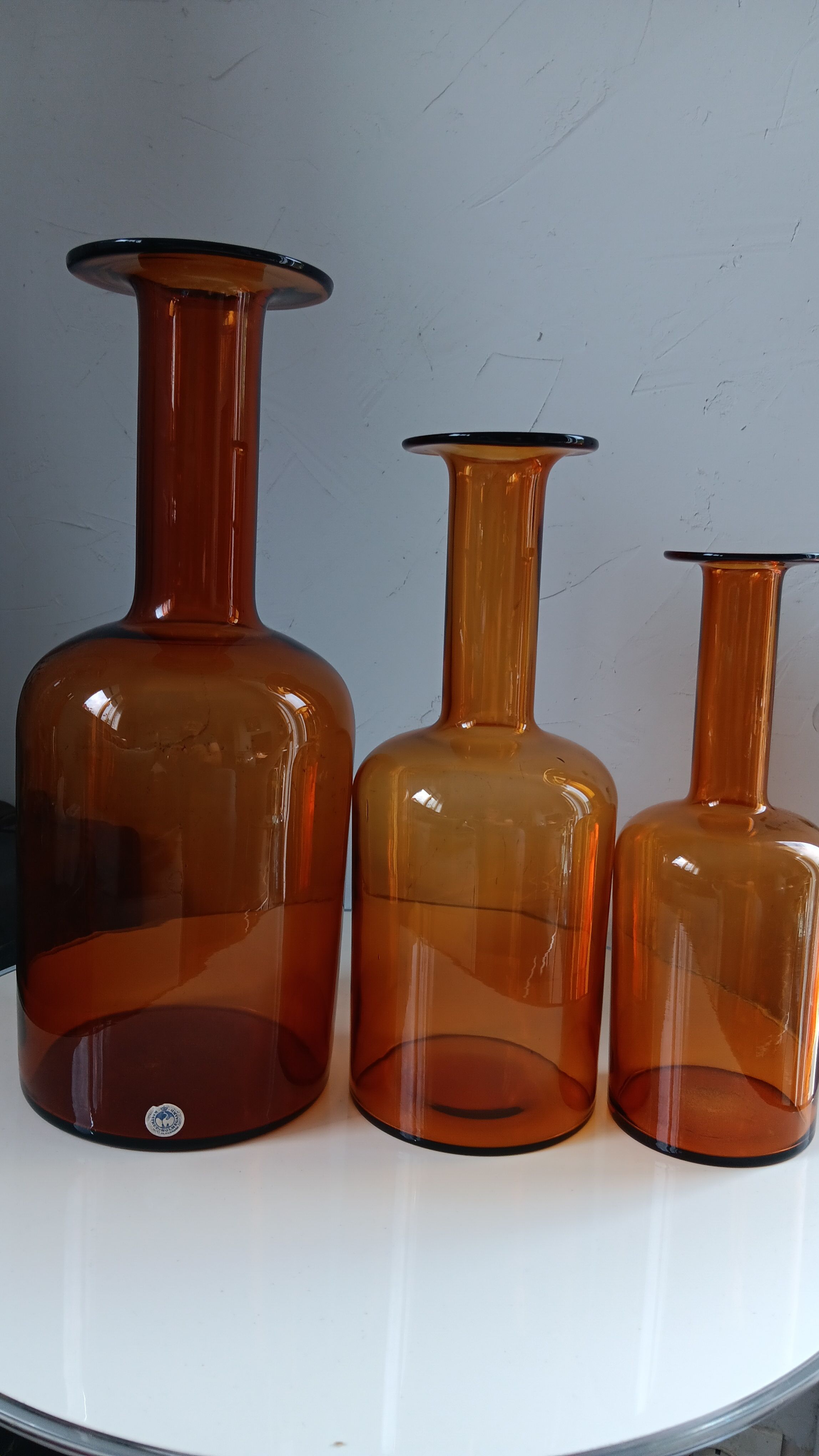 3 GULVASE  de Otto Brauer pour Holmegaard  1962
