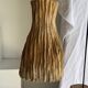 Suspension or lampshade in natural organic teak, tubular, H30 D22.