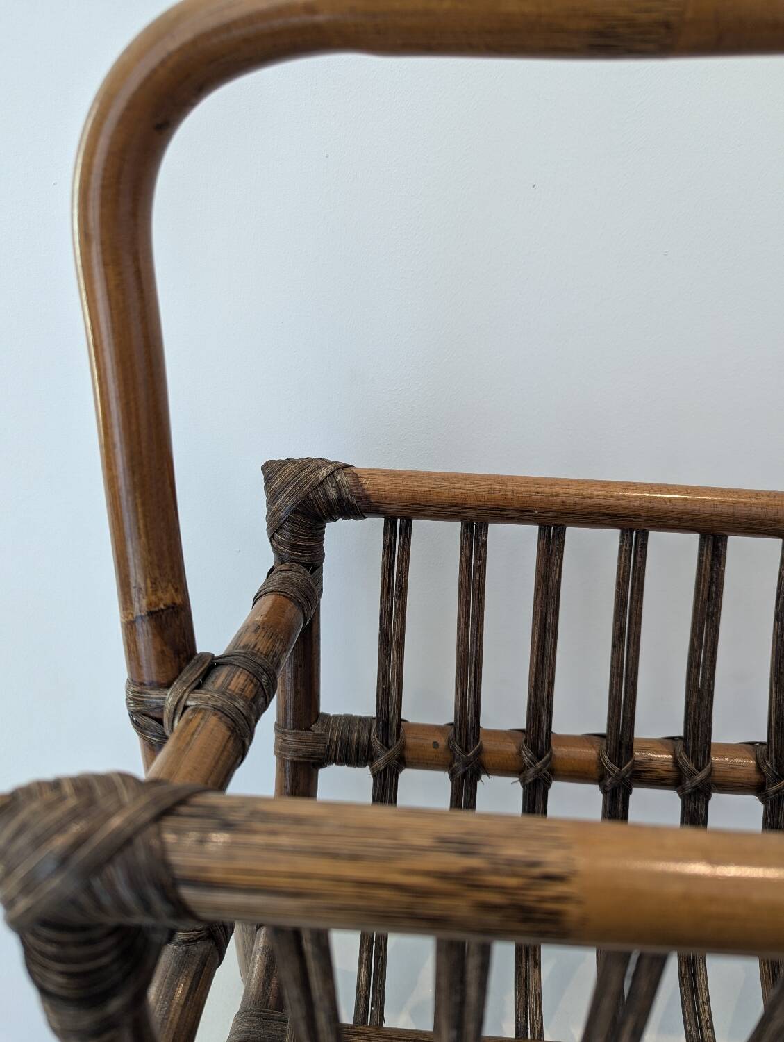 Vintage rattan magazine rack