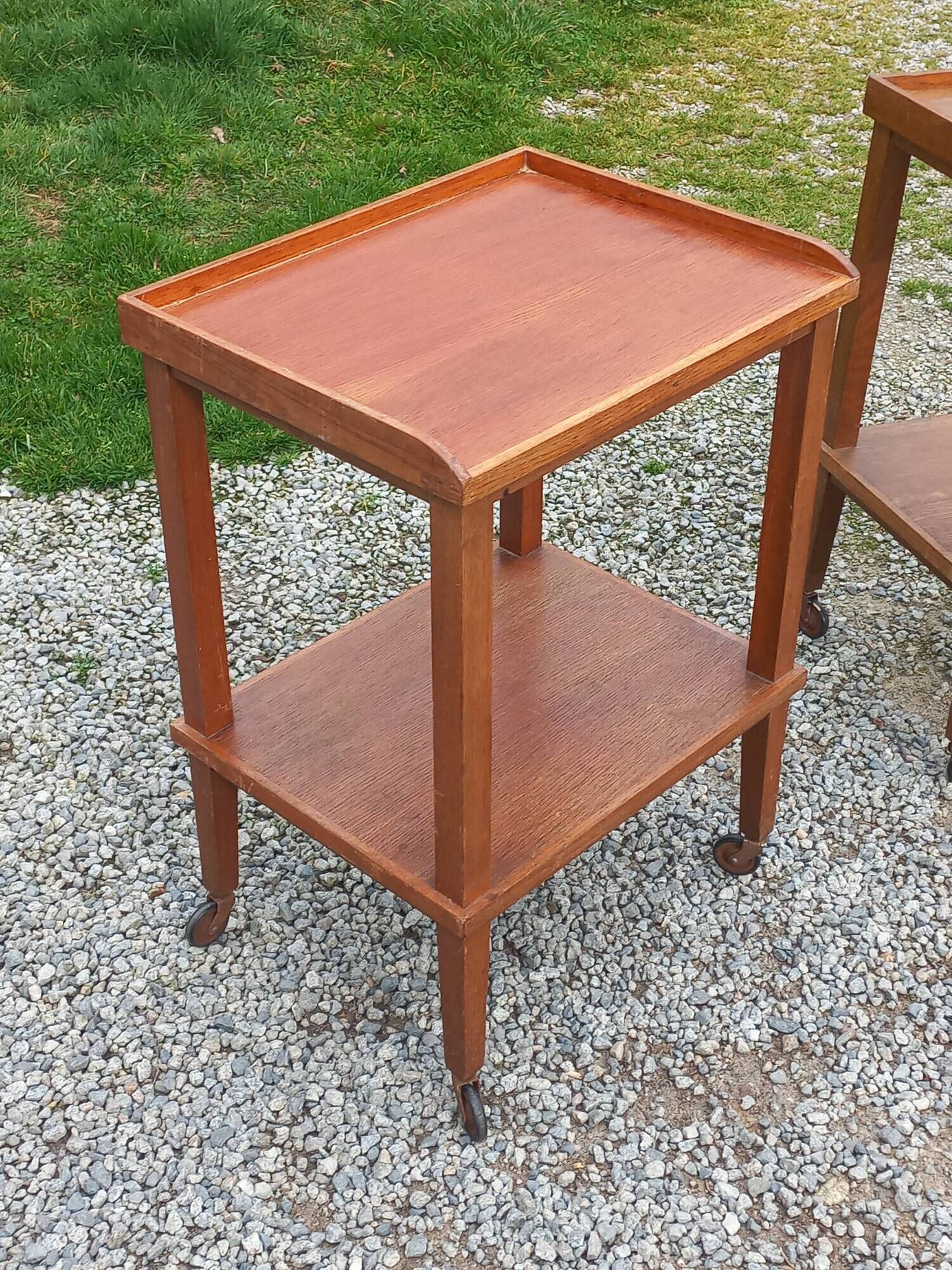 Pair of vintage 50s oak side tables