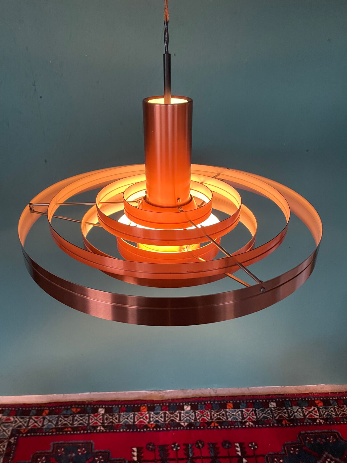 Vintage 1960s Fibonacci pendant in copper by Sofus Frandsen for Fog and Mørup