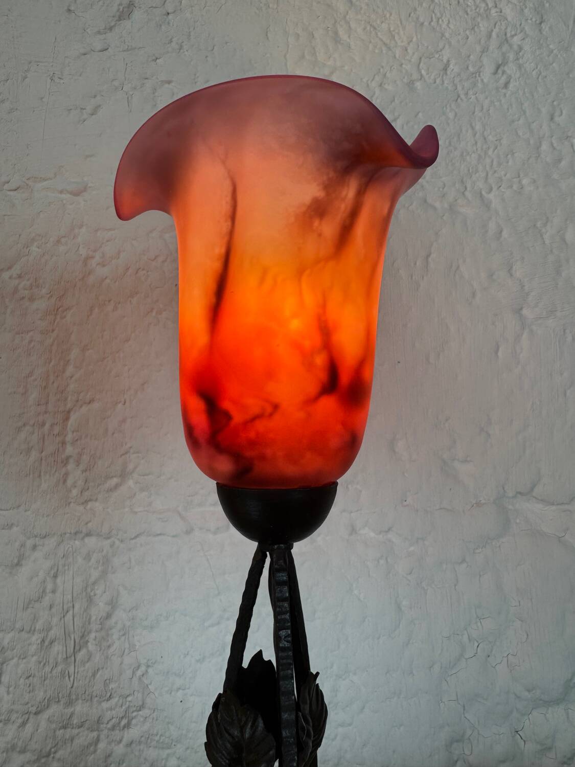 Lampe fer forgé tulipe Art Déco