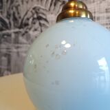 Lampe boule opaline bleu clair 1930 Ø10cm
