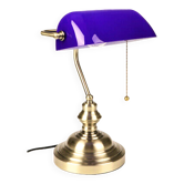 Lampe de banquier vintage en cristal bleu années 80