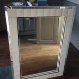 Large vintage tufted velvet mirror