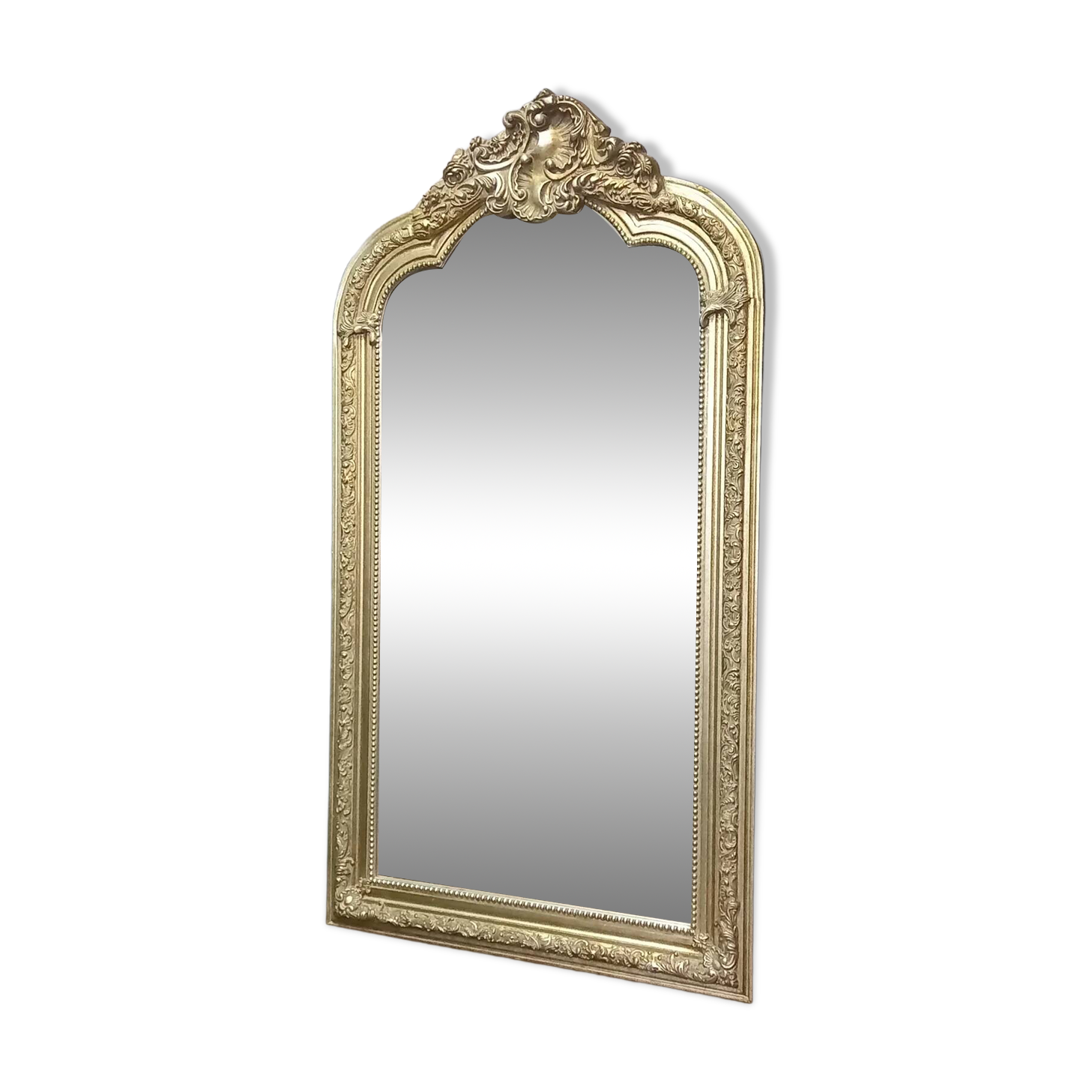 Large vintage French mantel mirror baroque wooden frame