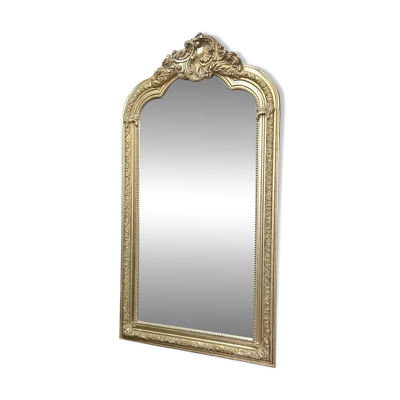Grand miroir de cheminée vintage français cadre en bois baroque