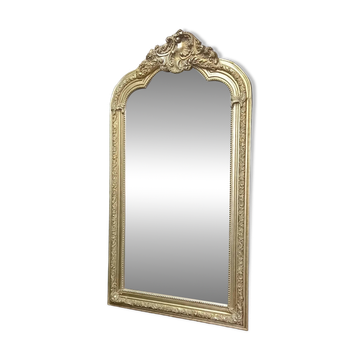 Grand miroir de cheminée vintage français cadre en bois baroque