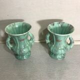 Pair De Vase Old SG KERAMIK - Anse Ceramics Green Coulure - Vintage Grey