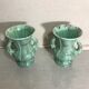 Paire de vase ancien Sg Keramik anse céramique coulure verte & grise vintage