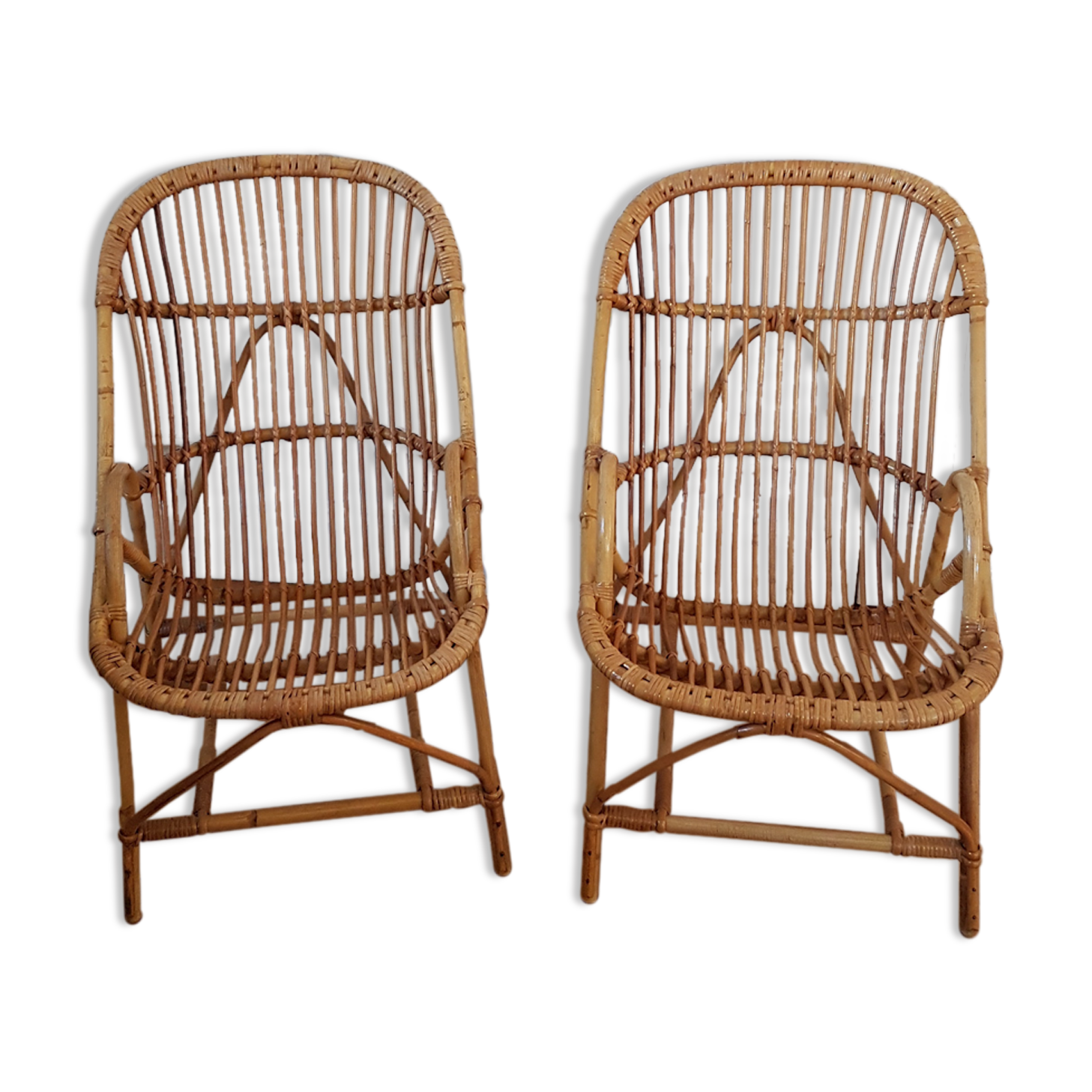 Pair of rattan armchairs