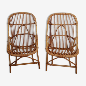 Pair of rattan armchairs