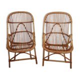 Pair of rattan armchairs