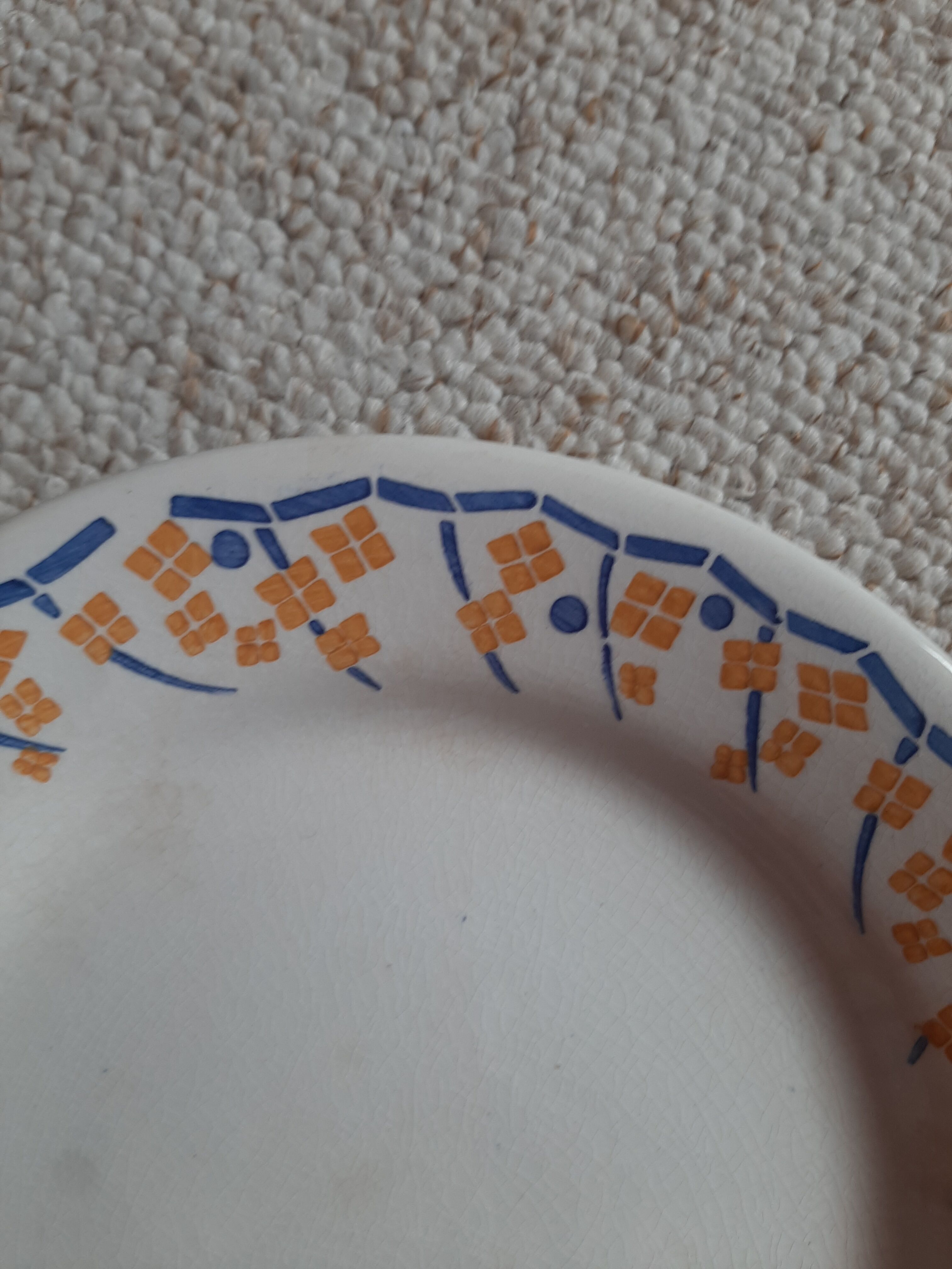 Compotier - piedouche - cake dish - ceramic hb cm - yellow and royal blue