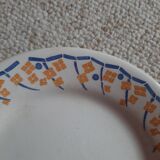 Compotier - piedouche -  plat à gateau - ceramique hb cm - jaune et bleu roi