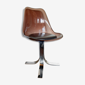 Chaise en plexiglas et métal chromé 1970
