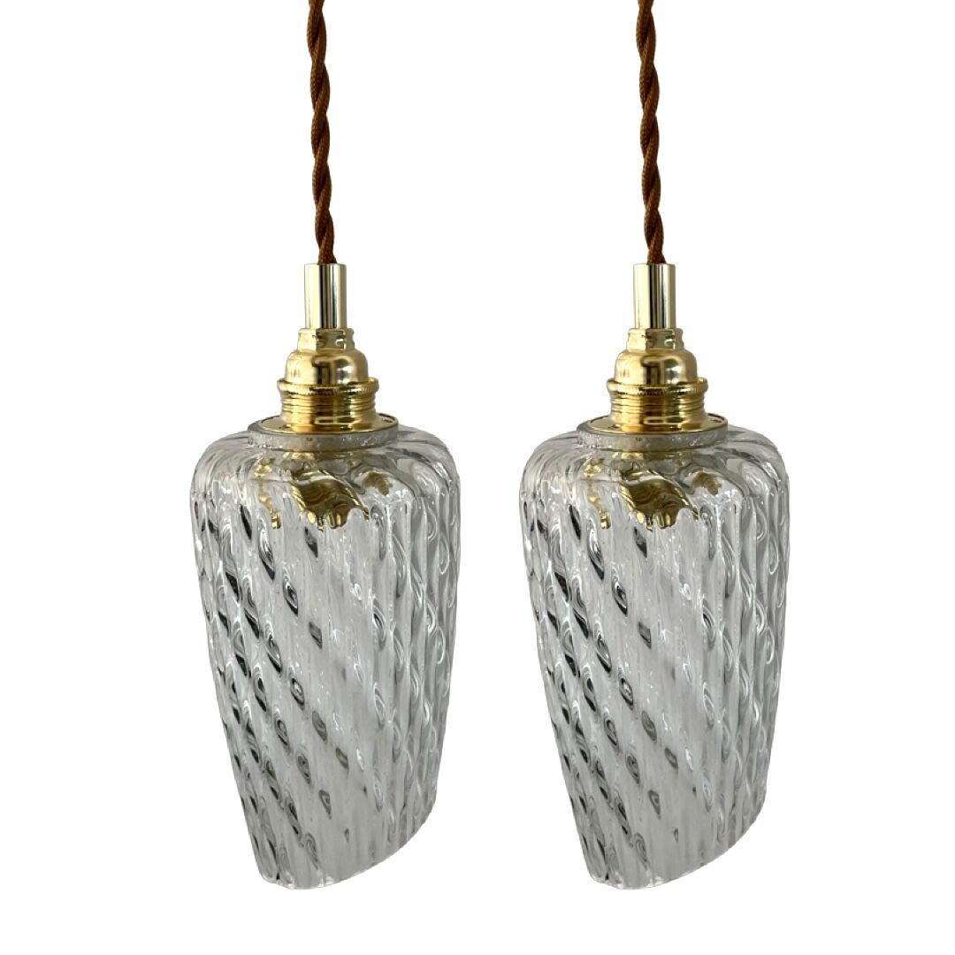 Set of two vintage electric chiseled glass handhelds