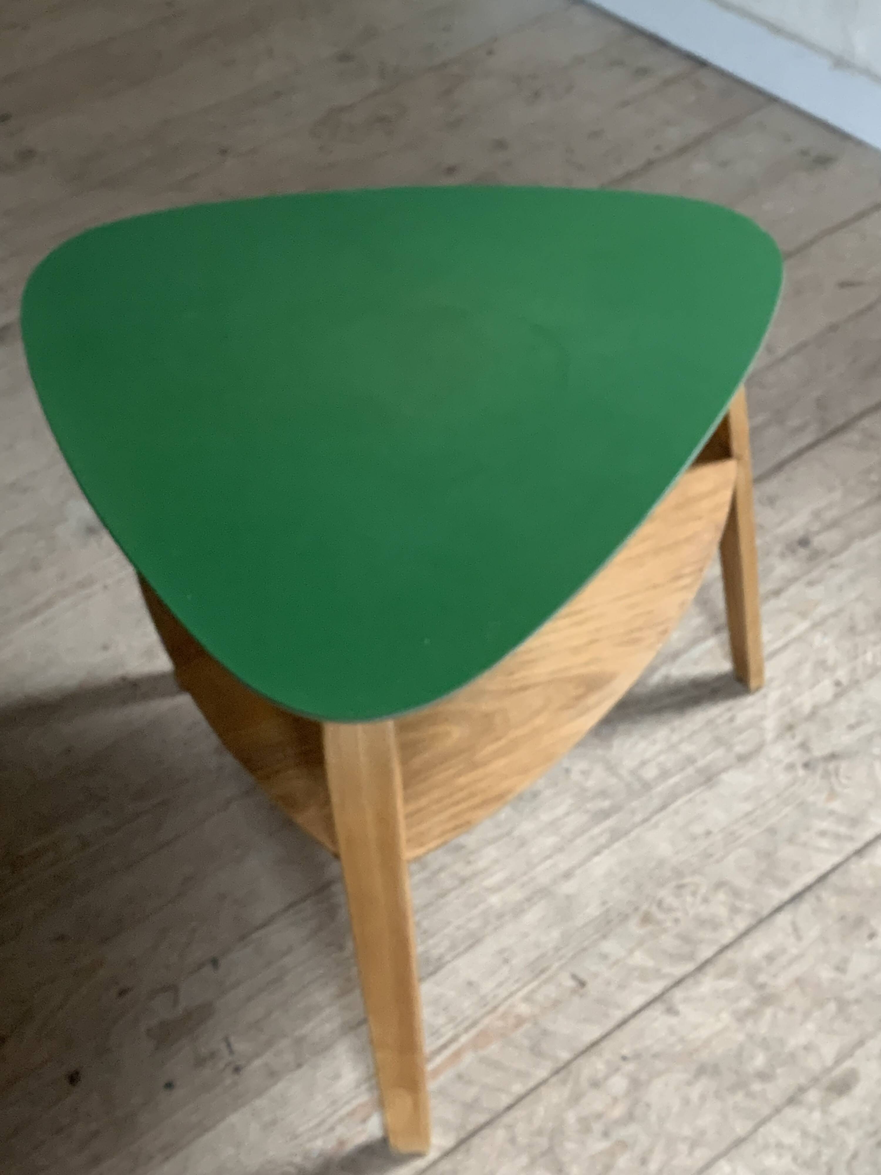 Hugues Steiner bow wood double top tripod coffee table