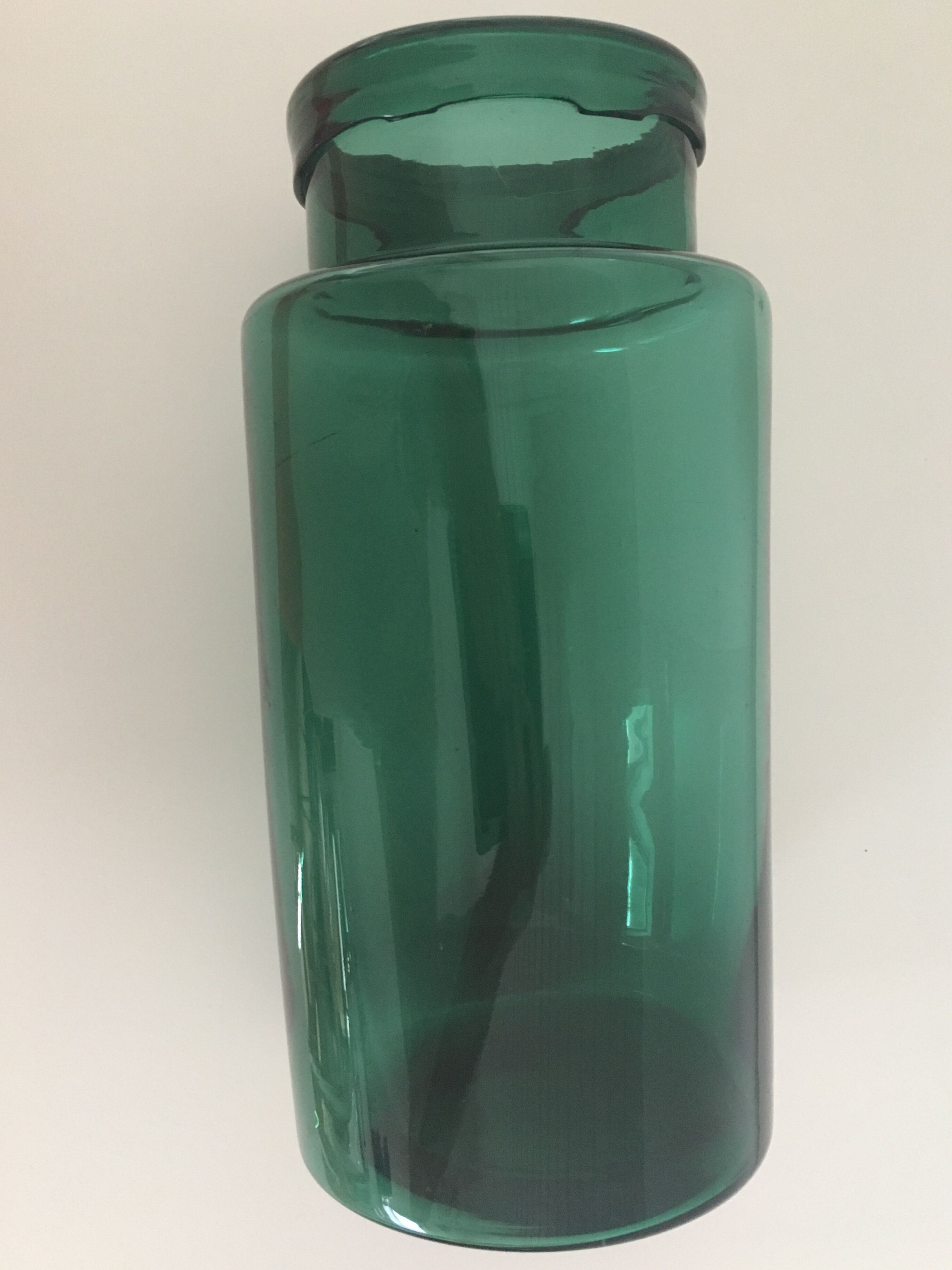 Old breath green glass apothecary jar