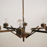 Vintage chandelier in brass and glass