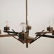Vintage chandelier in brass and glass