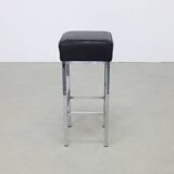 4x Chrome and Leather Bar Stools, 1980s