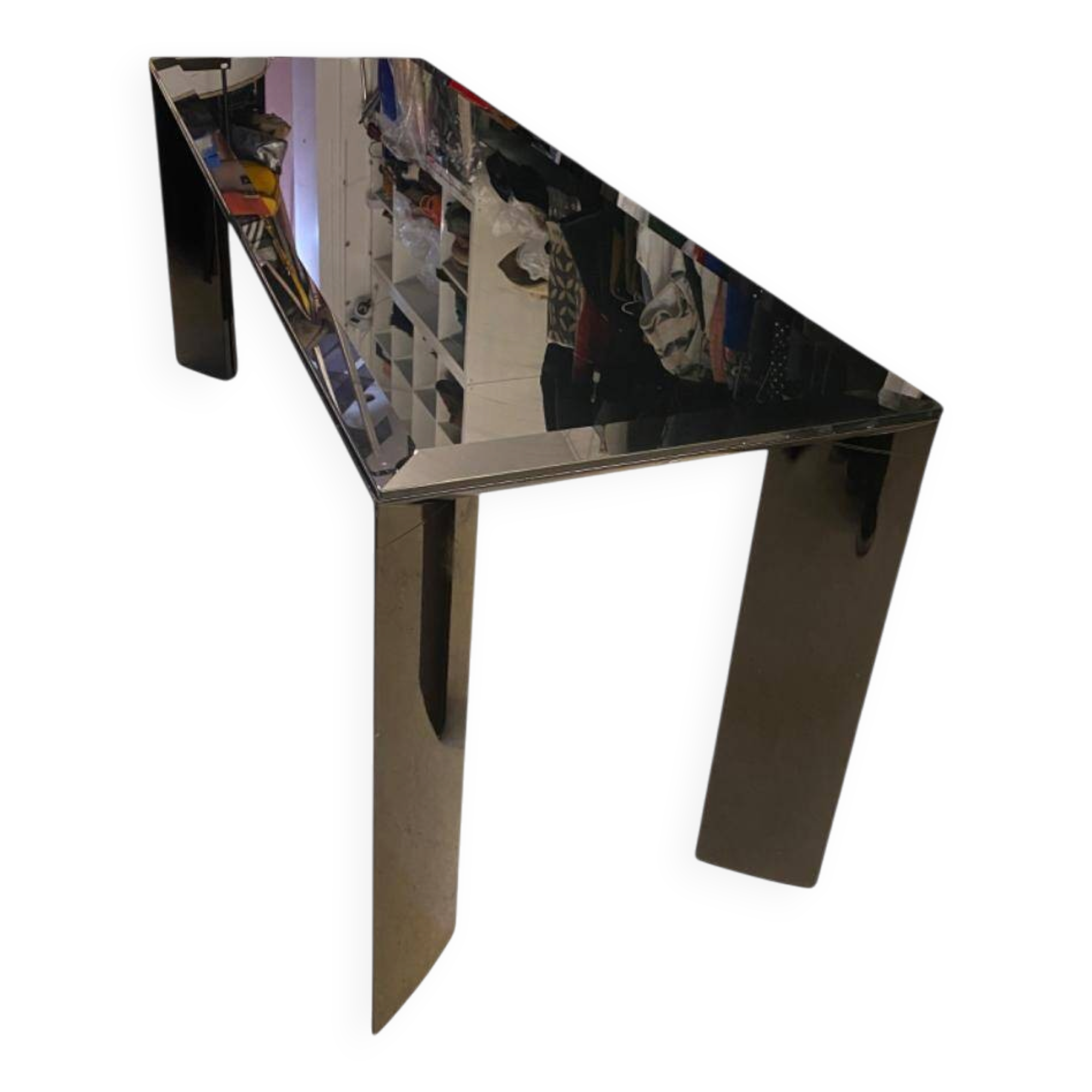 Mid Table / Console - Lacquered aluminium and black tinted glass - Italian design