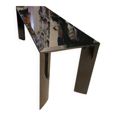 Table de Milieu / Console - Alu laqué et verre teinté noir - Design italien