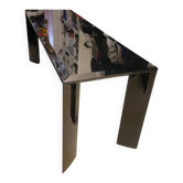Mid Table / Console - Lacquered aluminium and black tinted glass - Italian design