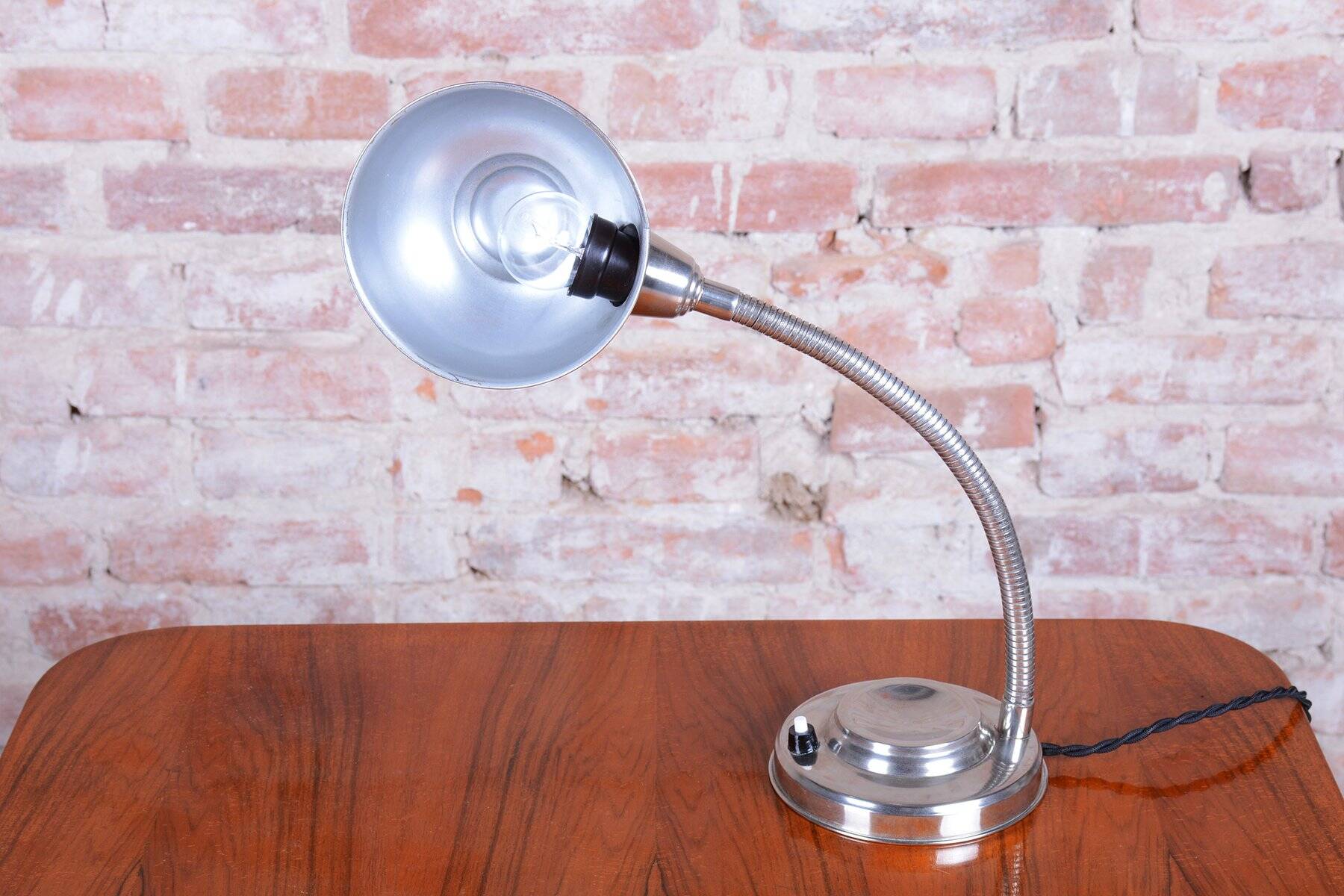Czech Bauhaus Table Lamp in Chromed Steel and Aluminium by J. Vorel, 1930s