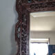 Ancien miroir cadre bois sculpté de dragons Chine, Vietnam 73x57 cm