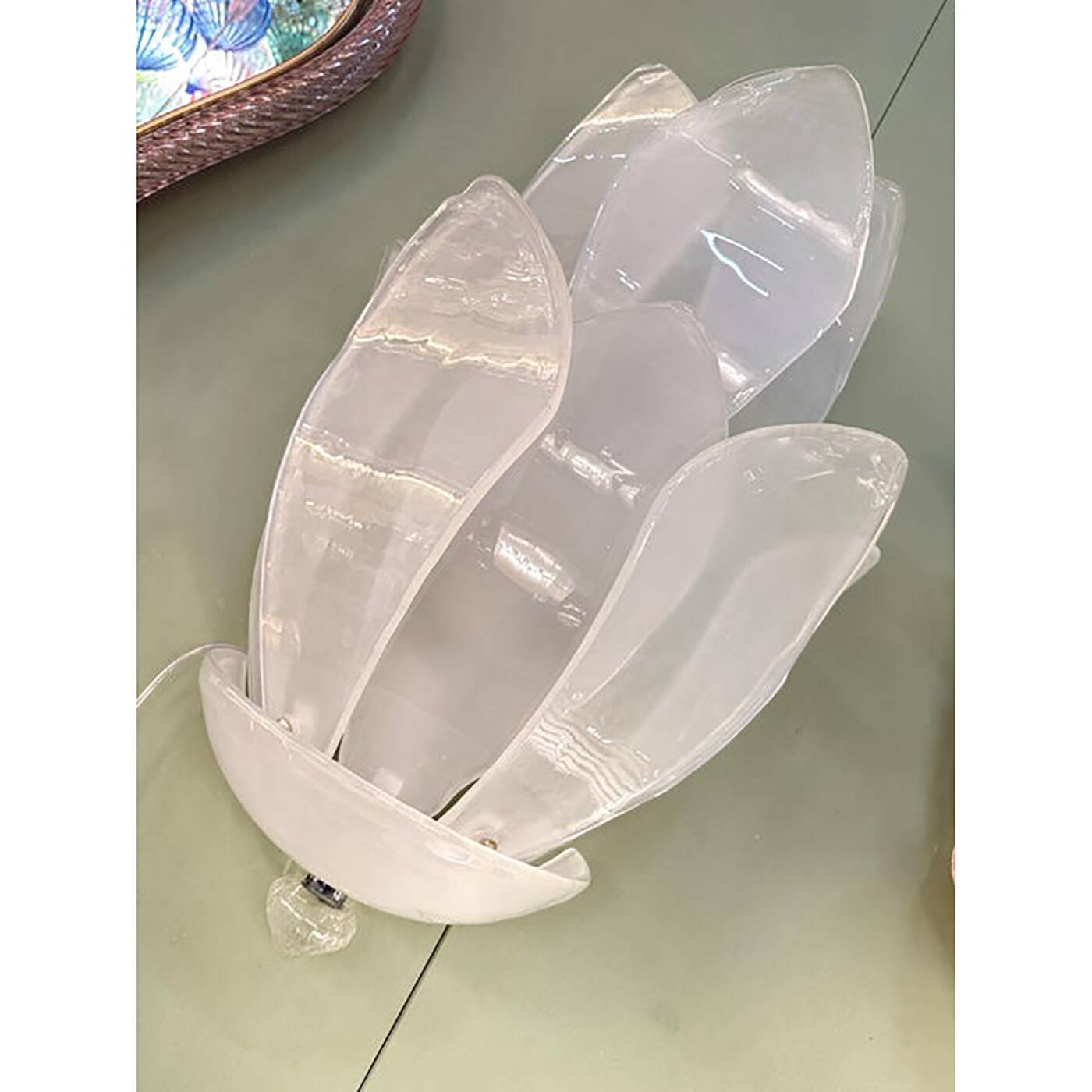 Set of Two Contemporary Venetian Sanded Glass Floreal Wall Sco