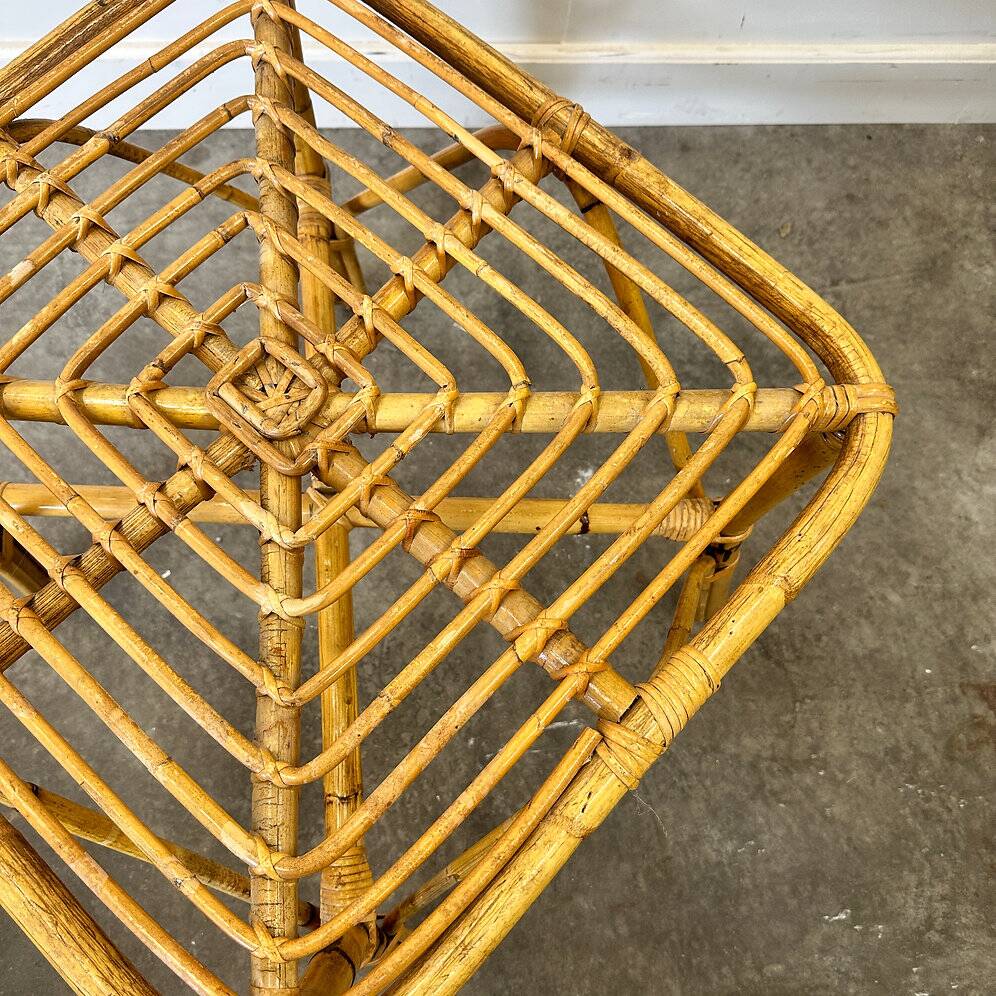 Vintage Italian bamboo square coffee table, 1960s.