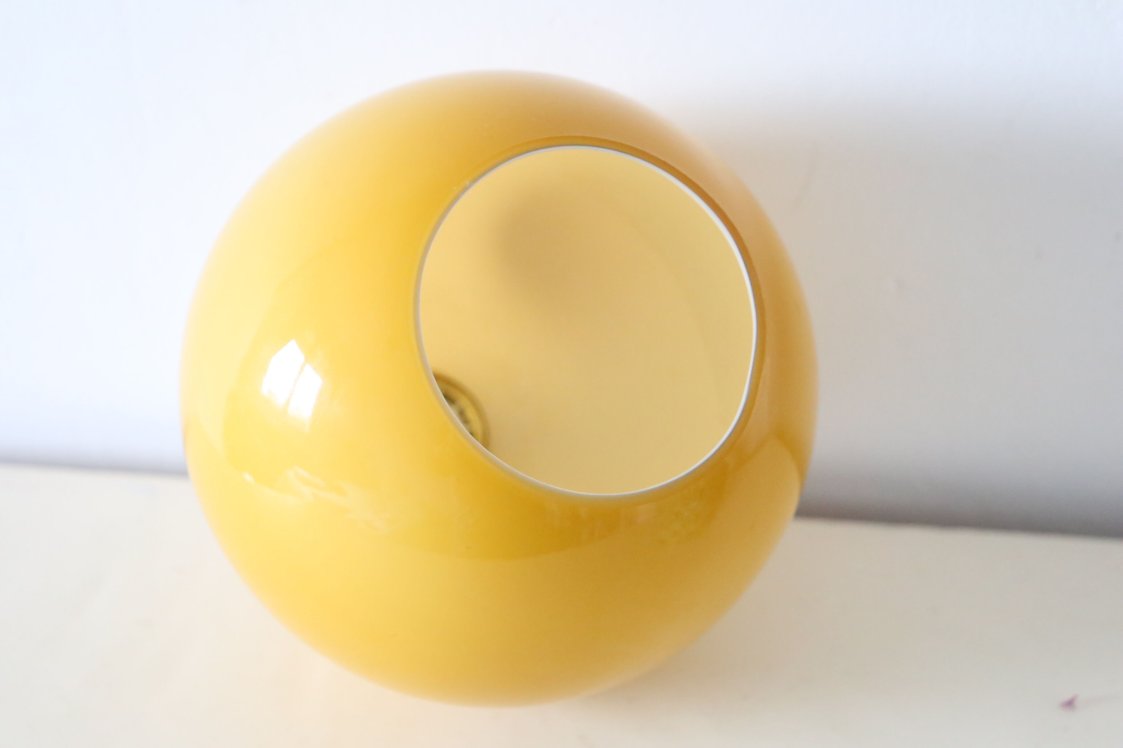 Orange round opaline hanging lamp vintage